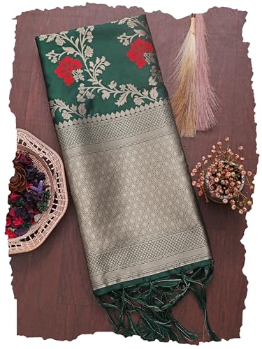 Image of DEVANGI Women's Woven Jacquard Banarasi Silk Printed Dupatta /Chunni with Meena Work, Width 1 Meter, Length 2.5 Meter