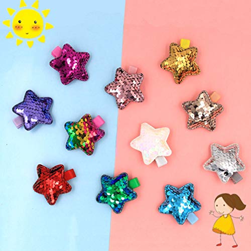 Pixnor 22 peças de presilhas de cabelo de lantejoulas, estrelas e corações jacaré grampos de cabelo