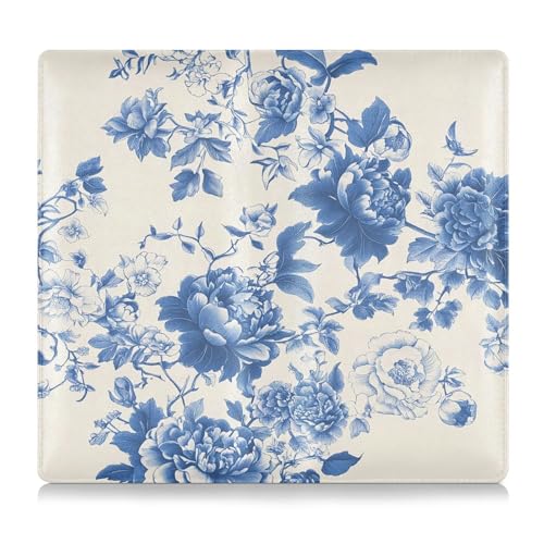 CEBUGI Blue White Floral Car Registration and Insurance Holder Glove Box Organizers Wallet Case for Documents Organizer,4.92