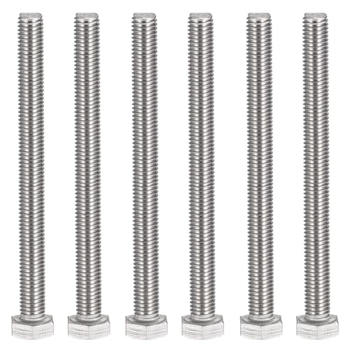 Image of MroMax 6Pcs M10-1.5 Hex Bolts, M10 x 120mm Hex Head Screws Bolts | 304 Stainless Steel 18-8, Fully Threaded, External Hex Drive, for Heavy Building Structure and Large-Span Truss Connection