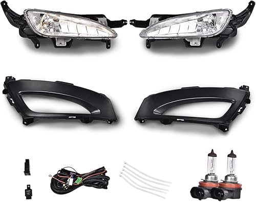 PIT66 Juego de luces antiniebla y biseles para parachoques delantero, compatible con Kia Optima 2011-2013 (no para híbrido) #922012T010