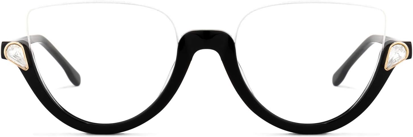 Zeelool Stylish Semi-rimless Cat Eye Glasses Frame for Women with Non-prescription Clear Lens Felicia VHP0189