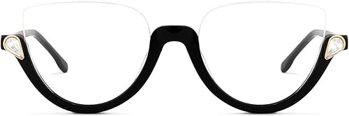 Zeelool Elegante marco de lentes de ojo de gato sin montura para mujer con lente transparente sin receta Felicia VHP0189