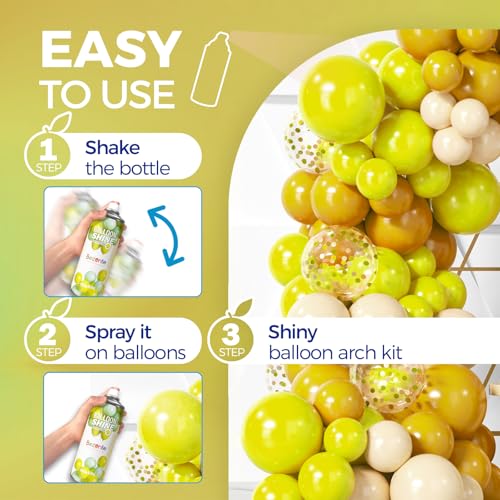 Image of Bezente Lemon Scent Balloon Shine Spray 15oz Fast High-Gloss for Parties | High Shine Fresh Lemon Balloon Spray, Long-Lasting Waterproof Gentle Formula, Quick Finish for Indoor Outdoor Events