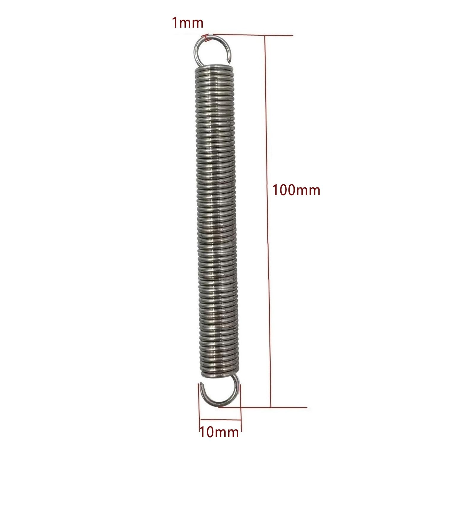 10 Ressorts De Traction 35 Mm Avec Crochets – Fil Piano 1,6 Mm, Force 7,9 Kg