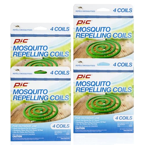 PIC Mosquito Repelling Coils, 4 Count Box, 4 Pack – Mosquito Repellent for Outdoor Spaces (16 Coils Total)