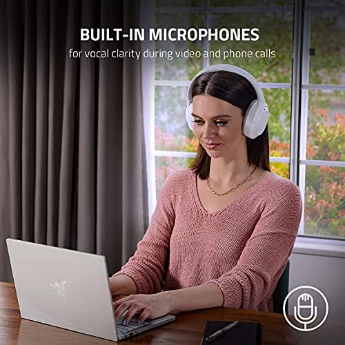 Razer Opus X - Wireless Low Latency Headset with ANC Technology (Active noise cancellation, Custom-tuned 40mm drivers, Built-in microphones, Battery life up to 40 hours) Quartz