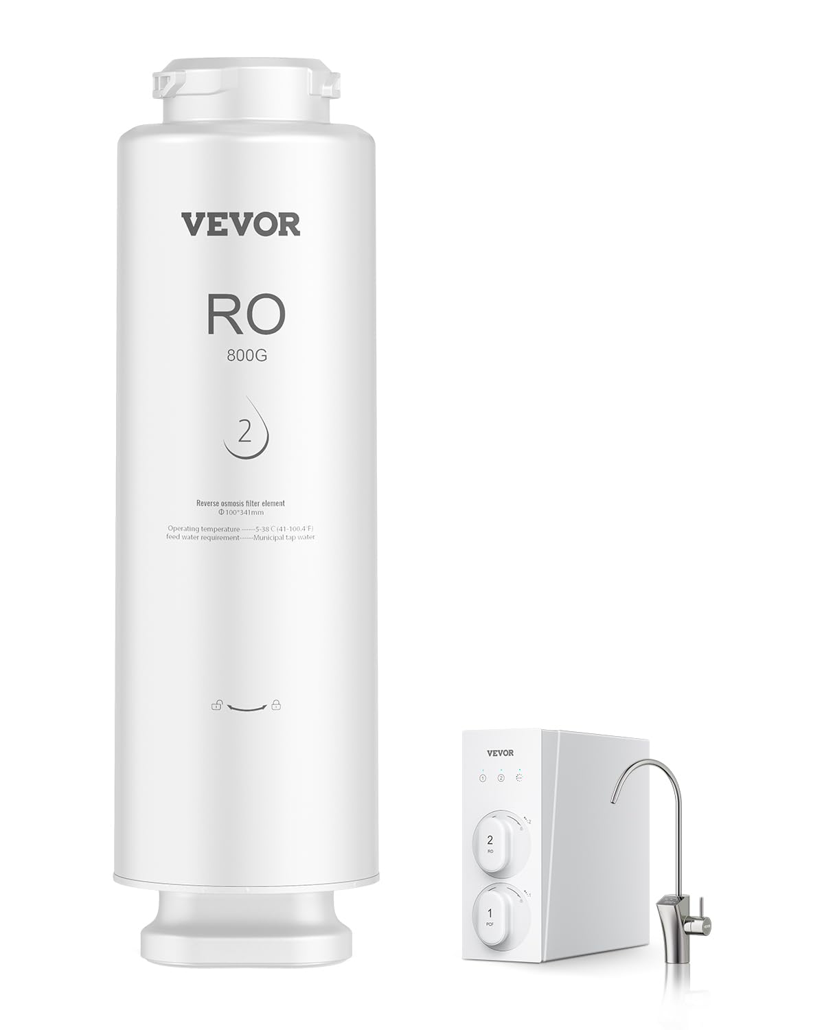 VEVOR System odwróconej osmozy 800 GPD, 11-stopniowy filtr odwróconej osmozy, wkład filtra RO na 24 miesiące, redukuje ołów i chlor, kompatybilny z filtrami wody pod zlewem