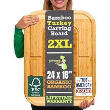 24 Inch Organic Bamboo Extra Large Carving Board with Lifetime Replacements - 2XL Meat Cutting Board and Wooden Butcher Block with Pour Spout, Turkey Platter for Christmas Holiday Essentials