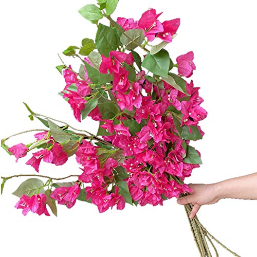 Jiumengya 10Pcs Silk Bougainvillea Glabra Climbing Bougainvillea Flower Artificial Bougainvillea Tree Branches 31.5" Six Colors For Wedding Centerpieces (Deep Pink) #TOP1