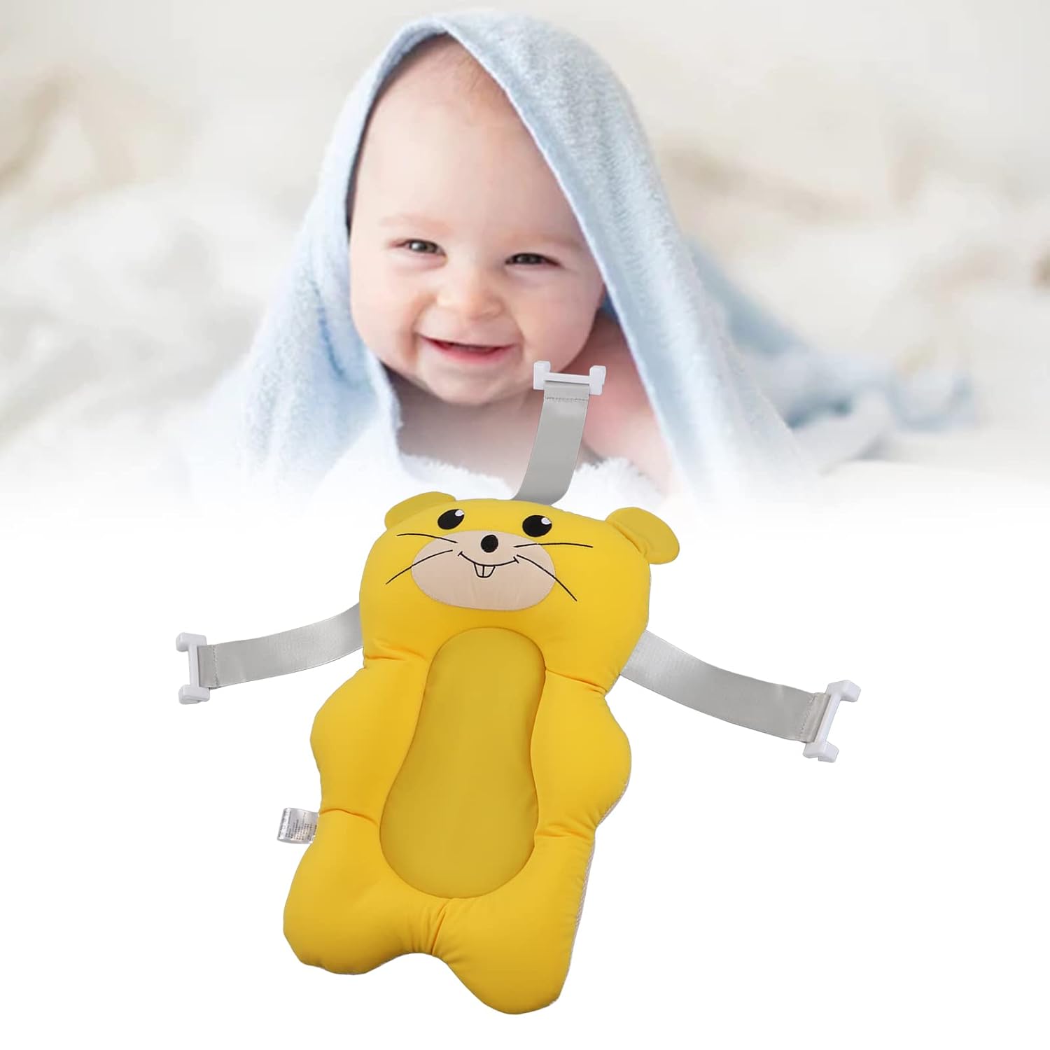 Baby Bath Tub Pad, Adjust Strap Soft Floating Tub Pillow Sink Bath Cushion, Give Baby Extra Support and Comfort While Bathing (2)