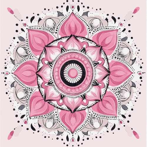 HOMETITUTE Pink Mandala Floral 12x12 Inch Peel Stick Vinyl Floor Tile