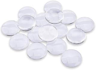 20PCS Transparent Glass Cabochons, Clear Glass Dome Tile Cabochon Half Round Flat Clear 1.57 Inch Non-calibrated Round for Photo Pendant Making DIY Decor Crafts for Souvenir Gift