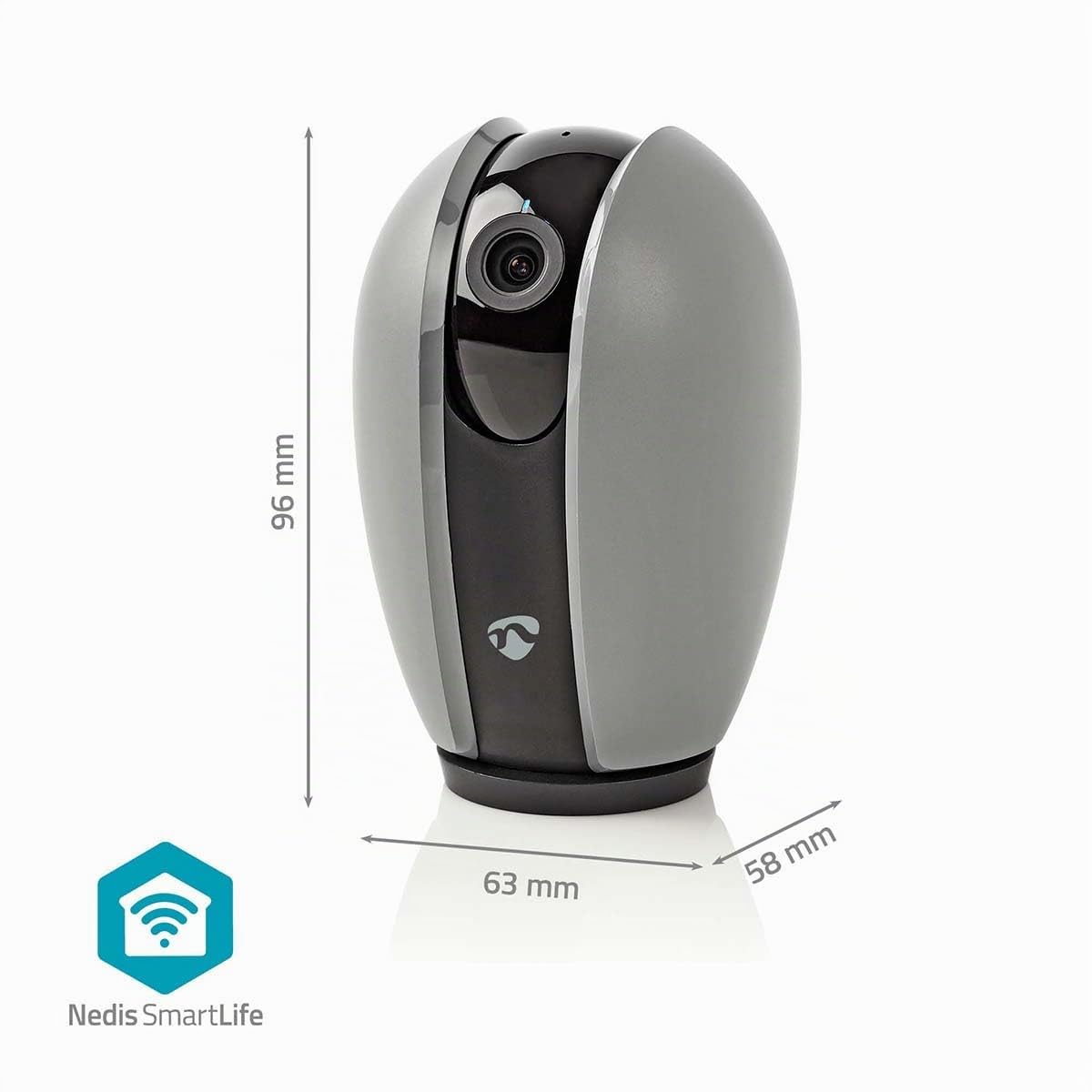 NEDIS Cámara de Interior SmartLife | Wi-Fi | Full HD 1080p | Inclinación | Almacenamiento en la Nube (Opcional) / microSD (no incluida) | Visión Nocturna | Androidâ„¢ / iOS | Blanco/Gris Oscuro