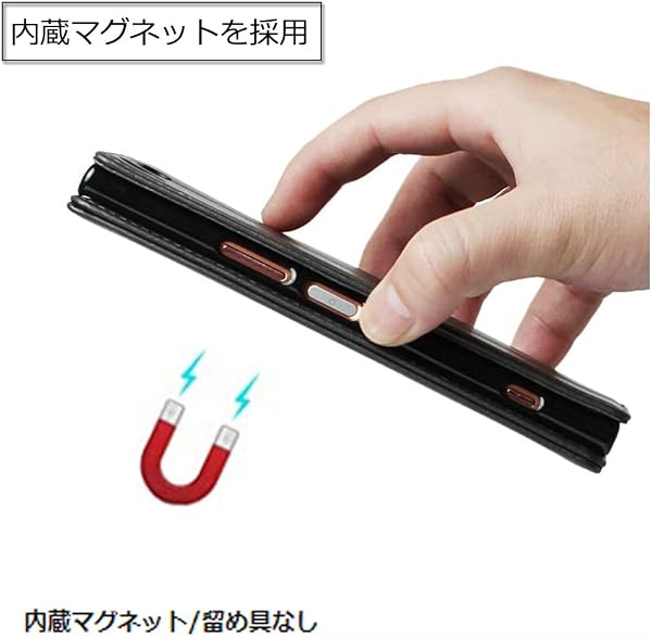 Cavor Xperia 5 IV SO-54C/SOG09/A204SOケース クスぺリア 5 IV ケース 手帳型 SO-54C手帳型ケース Xperia 5 IV財布型 携帯 カバー Xperia 5 IV case Xperia 5 IV ケース カード収納 合成皮革 内蔵マグネットSO-54Cスマホケース 落ち着いた色カードケース 携帯カバー カード入れ 横置【ブラック】 - 5