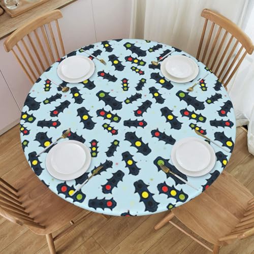Nappe ronde imprimé feux de circulation antitache lavable table 101-127 - 4