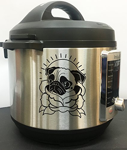 Angelina the Pug Traditional Tattoo Art - Black Vinyl Decal For Instant Pot