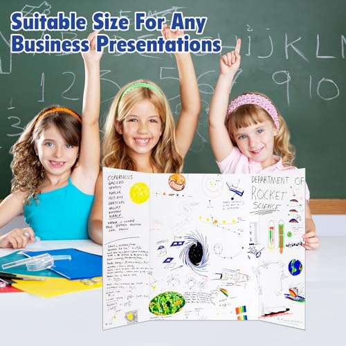 Trifold Poster Board,12 Pack 24\" x 16\" White Corrugated Poster Boards,Display Board,Perfect for School Projects, Science Fairs, Event Displays, and Business Presentations