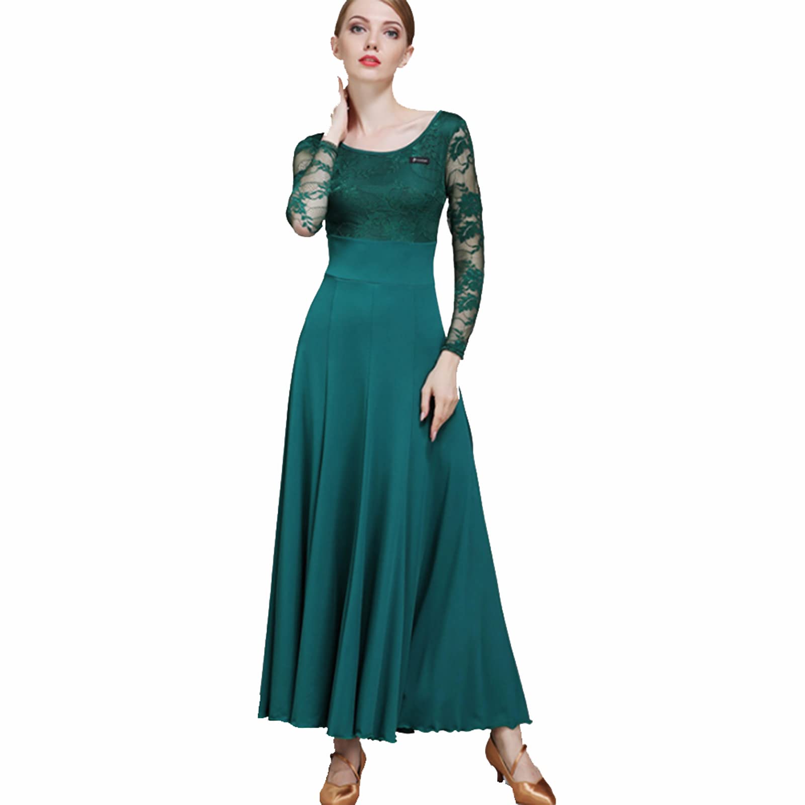 Vestiti da Ballo Standard Abiti da Ballo da Ballo in Pizzo Elegante Moderne Waltz Performance Dance Stretchy Smooth Salsa Abito Abiti da Ballo per Donna