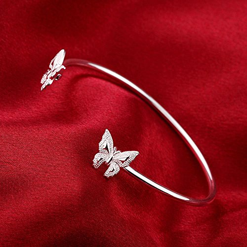 Halawly 925 Sterling Silver Cuff Bracelets for Women Girls Cute Butterfly Bracelet - Image 5