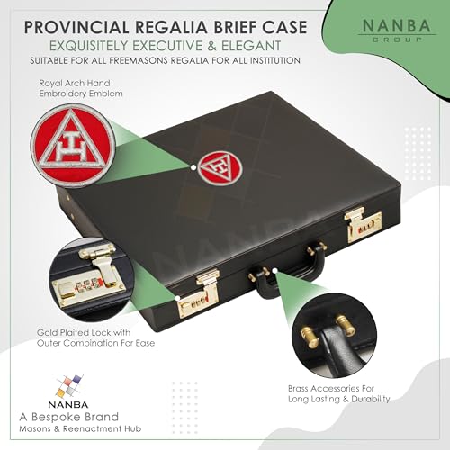 Masonic Regalia Provincial Apron Hard Briefcase – Black Imitation Leather with Royal Arch Triple Tau Emblem3