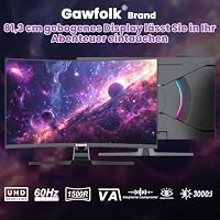Gawfolk 32 Zoll Curved Monitor 4K UHD (3840 x 2160) VA-Panel, 1500R, 60Hz PC Monitor mit integrierten Lautsprechern, 120% sRGB, FreeSync‑ und G‑Sync‑kompatibel, HDMI 2.0 x2 DP 1.4 x2, VESA 100x100 – Ansicht 7