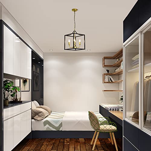 Qcyuui Lampadari industriali a lanterna in metallo...