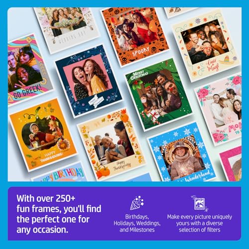 Image of HP Sprocket Photo Booth + 110 3x4 Zink Paper Sheets, Digital Instant Color Photo Printer, 10.1 inch Touchscreen Photobooth, LED Ring Light, Customize w / 250+ Frames, Share via QR Code, Mobile App, White