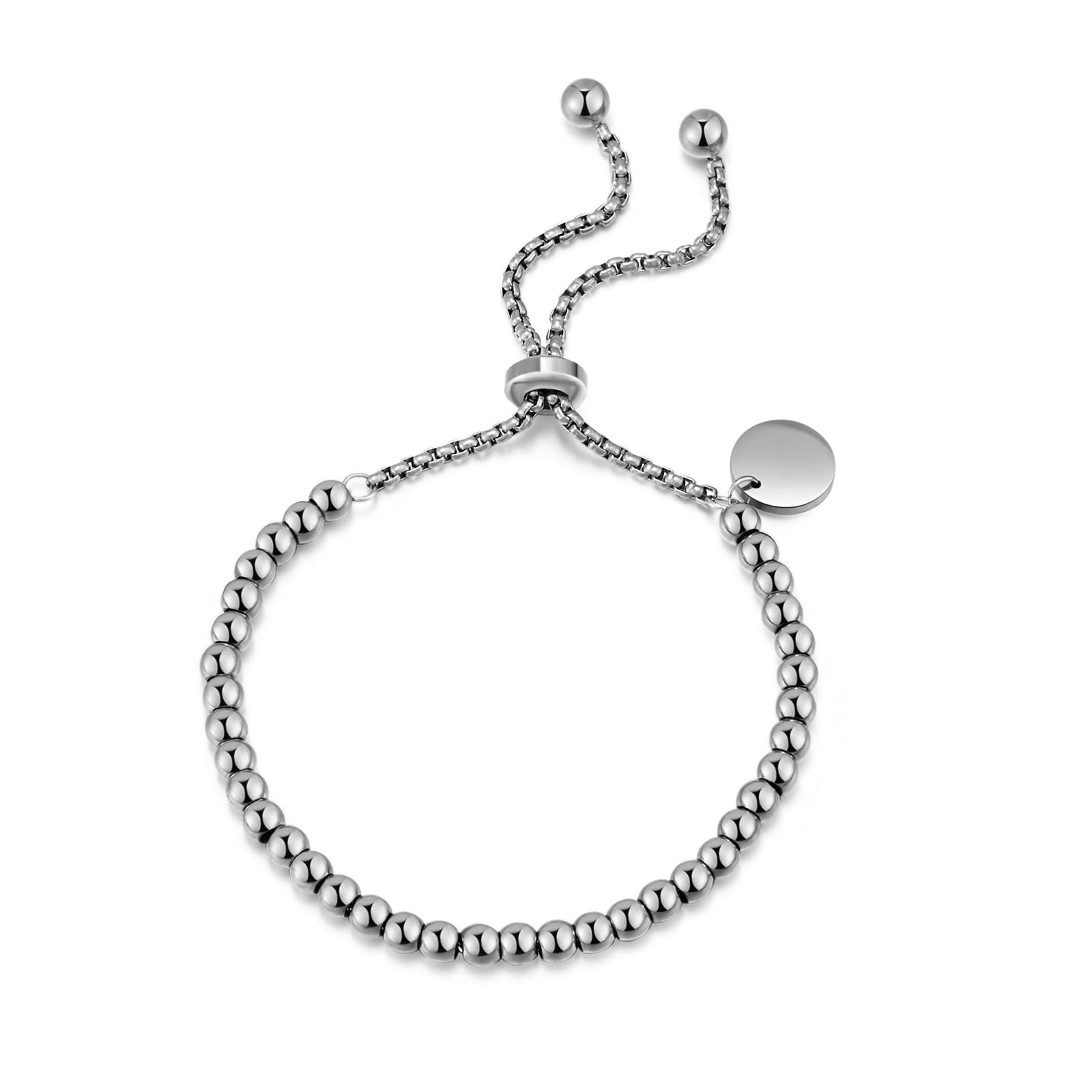 RAUCHBE Gold/Silver Beaded Bracelet For Women Stainless Steel Round Ball Bracelet Stackable Bracelets Adjustable Jewelry