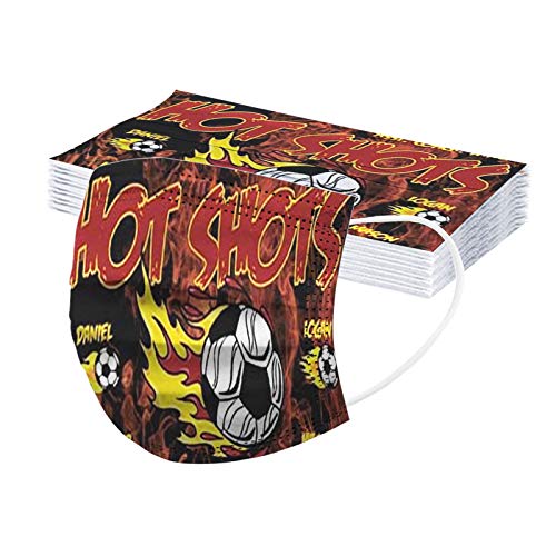 [USA in Stock] Children\'s Soccer Football Printing Disposable Face-Mask,Adjustable Sports Fans Accessories Novelty Gifts, Kids Cute Cartoon Decorative Sports Bandana for Girls Boys 50 PCS - Thumbnail 2