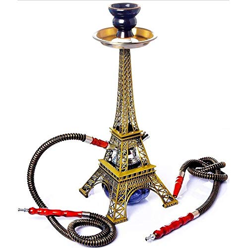DASFNVBIDFAHB 2 Rohre for 2 Person, Kreative Shisha Shisha Set, Eiffelturm Formular Kit mit Keramiknapf Kohle Clamp… – Bild 6
