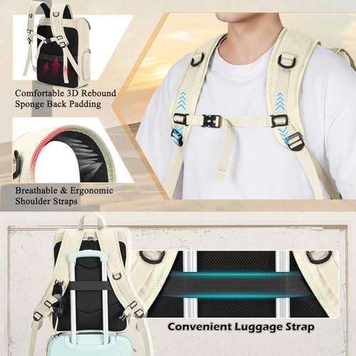 Image of RAINSMORE Camera Backpack, DSLR SLR Mirrorless Camera Bag for Photographer | 15.6 Inch Vintage Canvas Camera Case with Laptop Compartment & Tripod Holder & Rain Cover for Sony Canon Nikon Fujifilm Beige