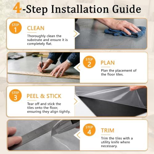DEXDE Peel and Stick Floor Tile 18x18 Marble Vinyl Flooring Waterproof 10PC — view 6