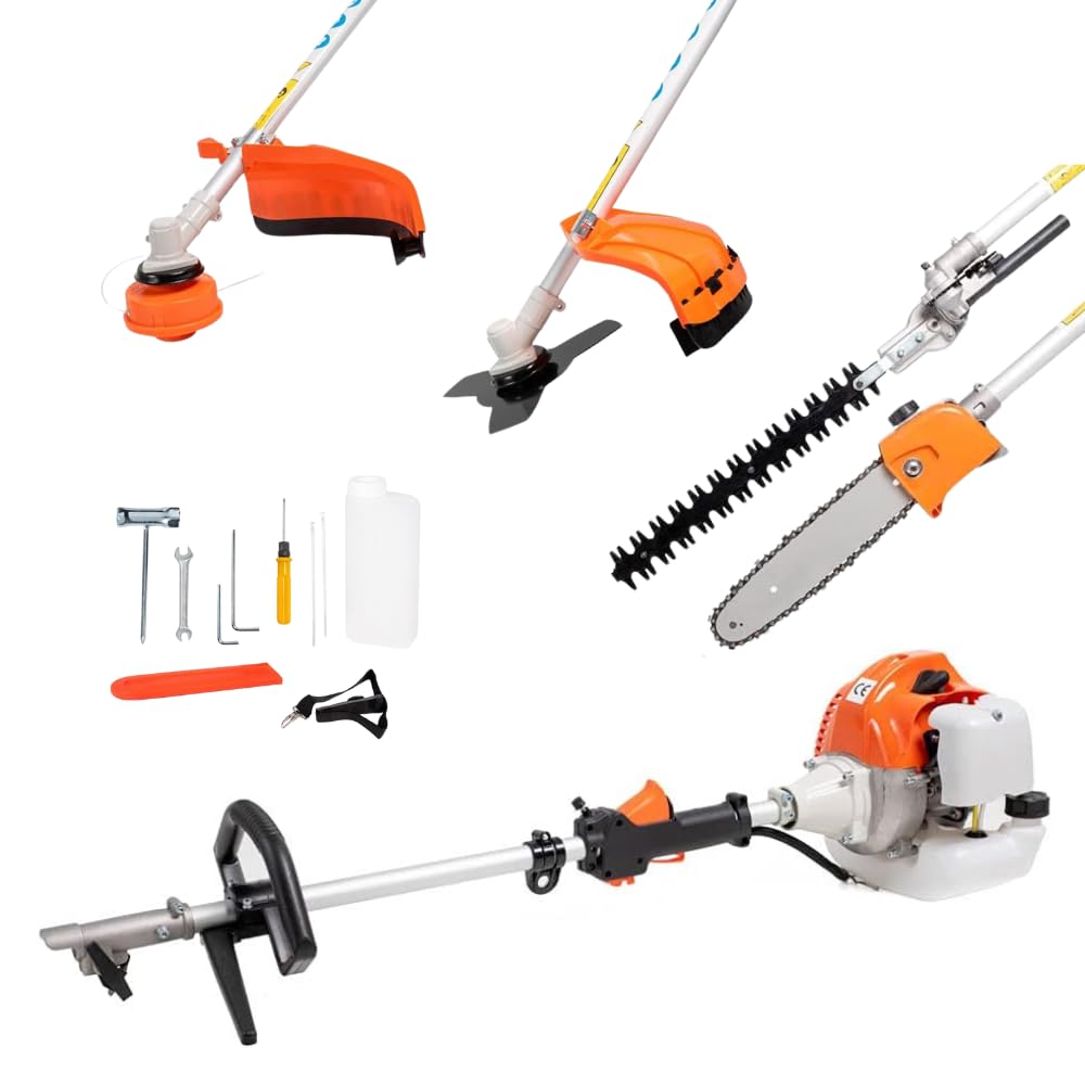 Decespugliatore a Scoppio Multifunzione 4 in 1 con Tagliaerba, Motosega Tagliasiepi, Potatore Tagliabordi con Motore da 52cc 2 Tempi, Ideale per Giardinaggio e Potatura GO LOGISTIC SRL