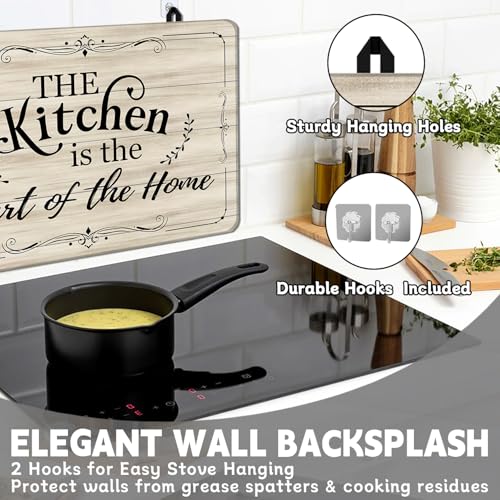Image of Stove Top Cover for Electric Stove 28 inchx 20 inch, He Kitchen Is The Heart Of The Home Heat Resistant Glass Top Stove Cover Protector, Glass Cooktop Covers, Kitchen Electric Flat Stove Top Covers