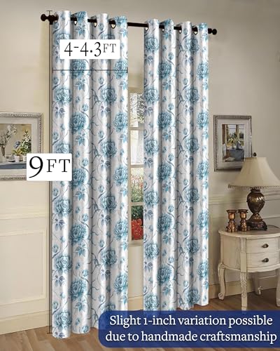 Image of Cloth Fusion Printed 100% Blackout Long Door Curtains 9 Feet Set of 2