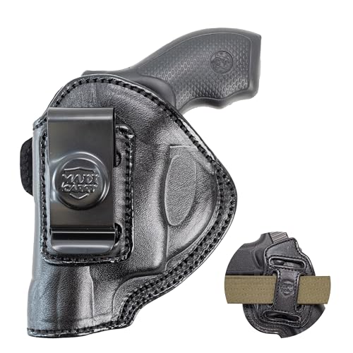 Maxx Carry Multi-Carry 4-Way OWB & IWB Premium Leather Gun Holster fits Ruger LCR, LCRx, SP101 | S&W Bodyguard 38 Special, M&P 340 | Taurus 85, 605, 856 and Other Snub Nose.