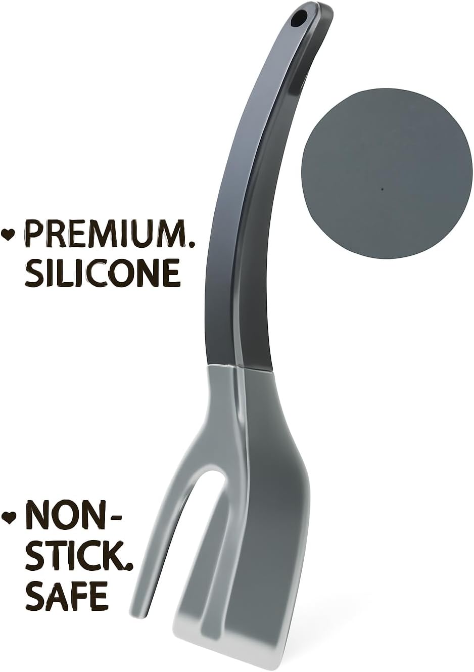 Silicone Egg Flipper Spatula Tong – 2-in-1 Grip & Flip Non-Stick Kitchen Tongs for Pancakes, Eggs, Fish & More –Food-Grade Silicone Spatula Tong with Comfortable Handle – Dishwasher Safe Cooking Black