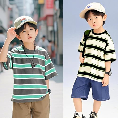Boys Striped Short Sleeve T Shirts Crew Neck Cute Loose Fit Tshirts Tops Summer Casual Sport Funny Tees Outfits4