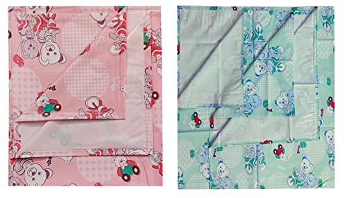 Image of EcoSoft Plastic Sheet,PVC Sheet for Kids,Rubber Sheet for Babies,Bed Wetting Protector(90 x 135 cm) (Bear Pink & Green)