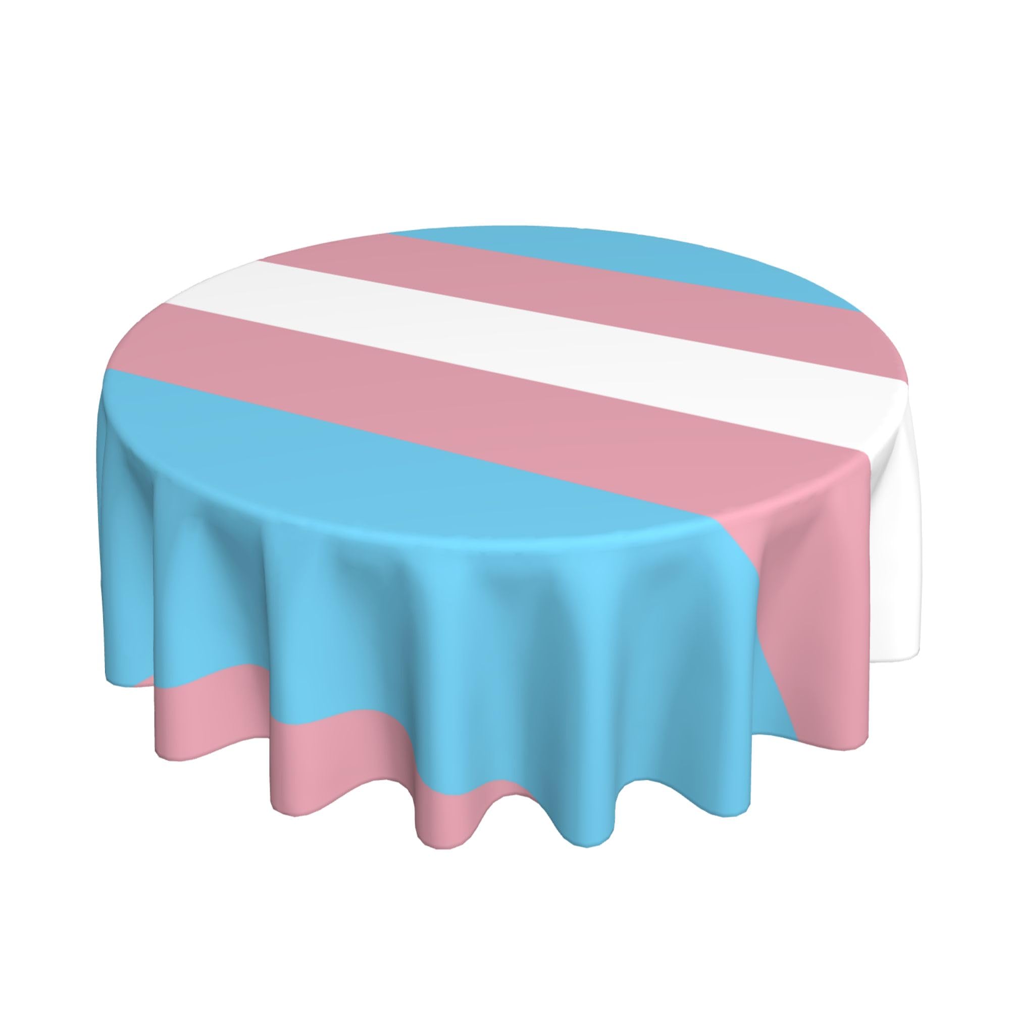 HLBSDM Transgender Pride Flag 60" Restaurant Circle Decor Tablecloth Festive Table Cover Round Art Desk Cloth