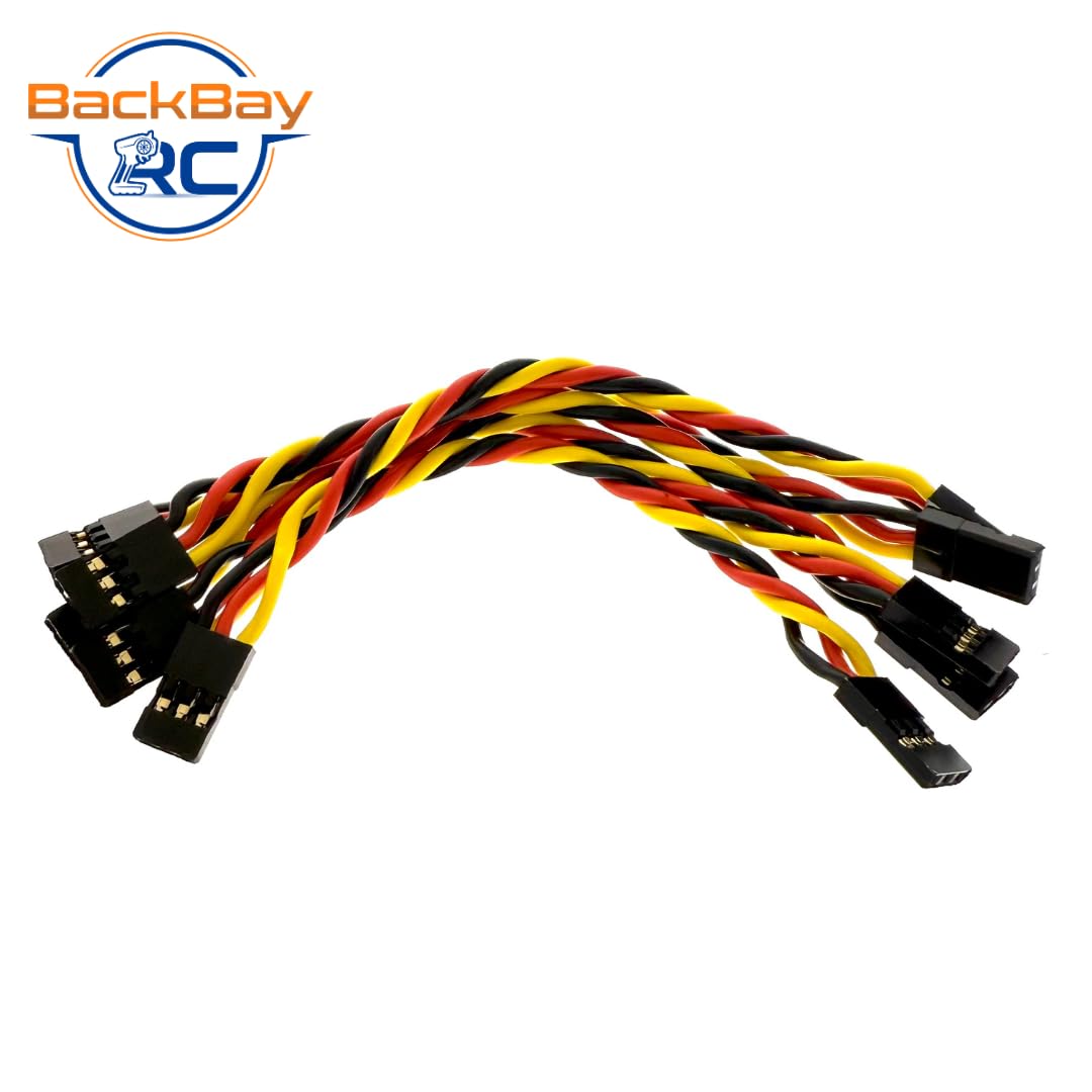 BackBayRC - Extensión servo universal macho/macho de 4 pulgadas, 20 AWG - Paquete de 5