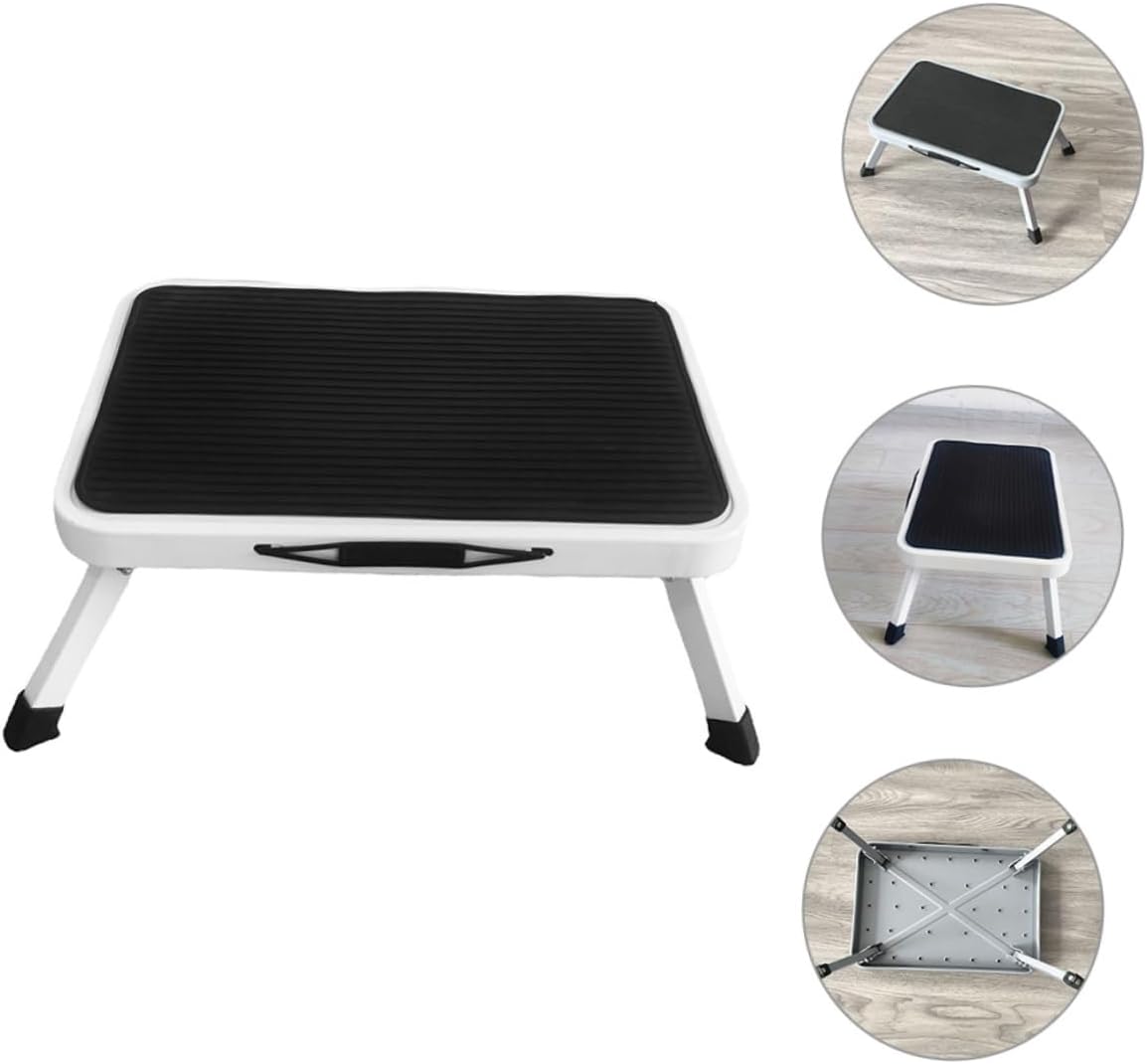 PRETYZOOM Portable Folding Metal Step Stool Nonslip Kitchen Ladder Sturdy Platform for Indoor and Outdoor Use Convenient Space-Saving Design for Adults and Boys and Girls