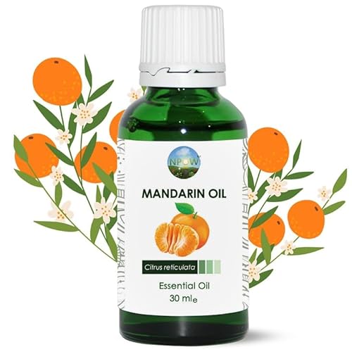 NPOW Mandarin Essential Oils - 100% Natural Essential Oils for Diffusers & Humidifiers, Cold Pressed Mandarin Essentials Oil - Aromatherapy Orange Citrus Oil - 30ml