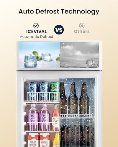 Image of 5.8 Cu.Ft Commercial Display Fridge with LED Lightbox | Glass Door Beverage Cooler, for Shops Office Cafe, Adjustable Shelves, ETL Certified, Energy Efficient, with Lock & Casters