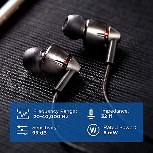 1MORE Quad Driver Auricolari In-Ear, Cuffie Hi-Res Alta Fedeltà con Bassi Caldi, Suono Spazioso, Mic e Telecomando In-Line per Smartphone/PC/Tablet, Ricevitore Bluetooth Incluso, Space Gray