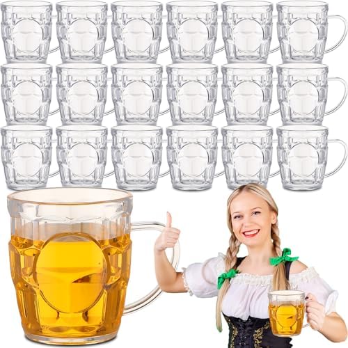 Ziliny 20 Pcs 8 oz Plastic Beer Mugs with Handles Dimpled
