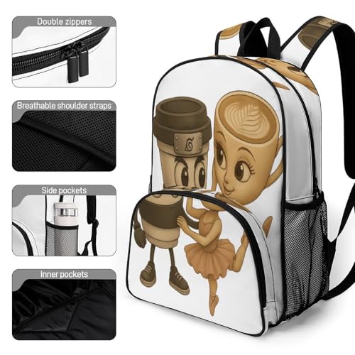 Capuccino-Assassino Merch Large Travel Backpack Italian-Brainrot Meme Waterproof Lightweight Daypack White 44x32x19cm3