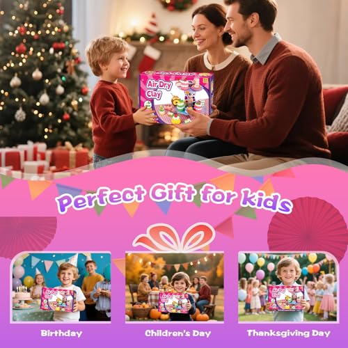 ifergoo Air Dry Clay Kit for Kids - Cakes Modeling Clay, Includes 6 Dessert Designs and Display Stand, DIY Art & Crafts School Projects, Home Party Kids Toys, Holidays Gifts for Age 3-12 Girls & Boys - Image 7