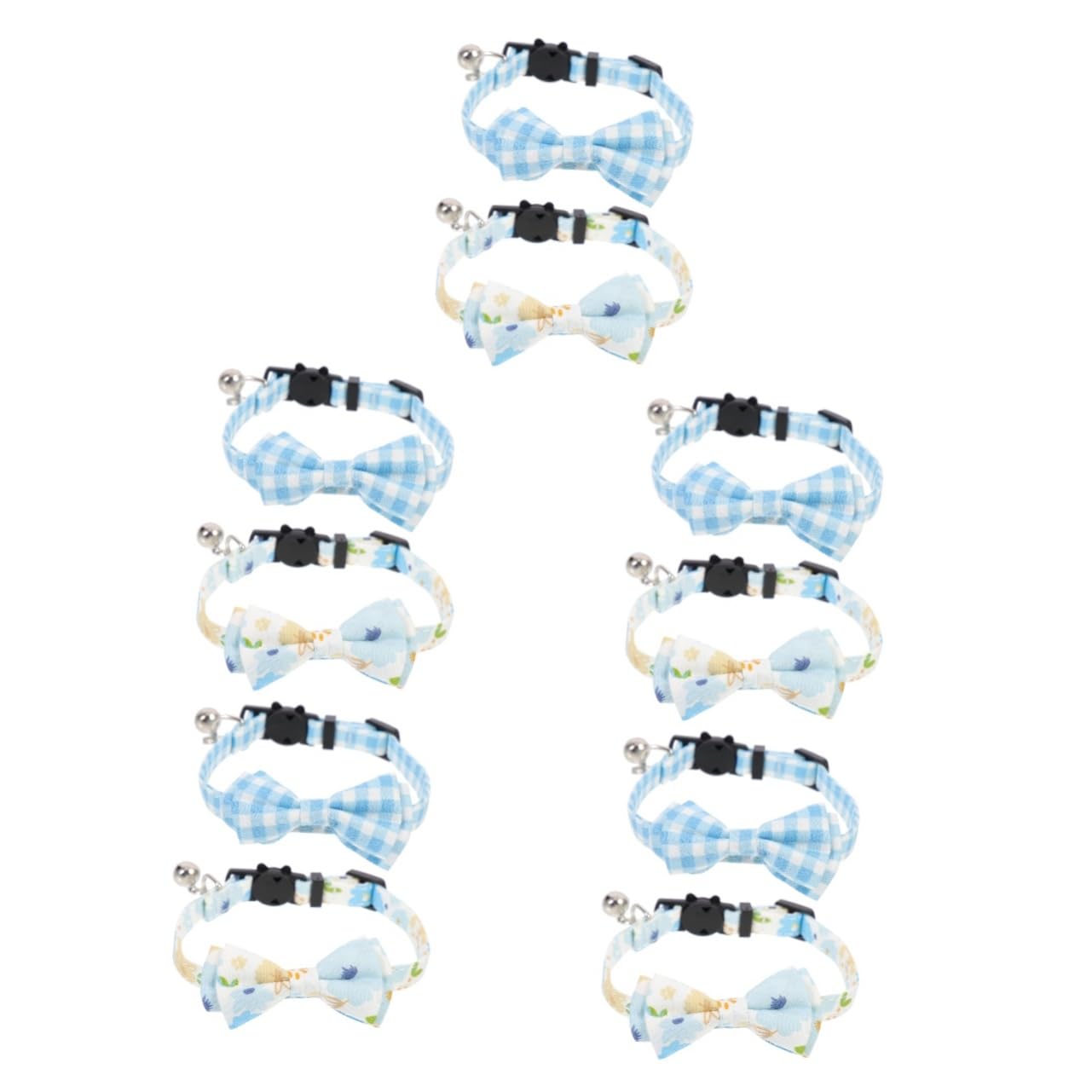 minkissy 10pièces Collier pour Chat avec Cloche Ensemble De Colliers Réglables pour Chiots Et Motif Carreaux Accessoire pour Animaux De Compagnie